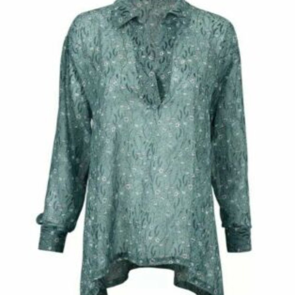 Cabi #3761 Chase Field of Flowers Sheer Blouse Size XS